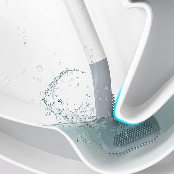 Brosse de Toilette en Silikon, Brosse WC Suspendu, Brosse Toilette Salle de Bain (Le Noir)