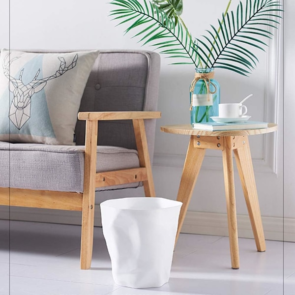 Mode Simple Poubelle de Bureau en Plastique Salon, Bureau-sans Couvercle-25 * 16 * 24,5cm-Blanc