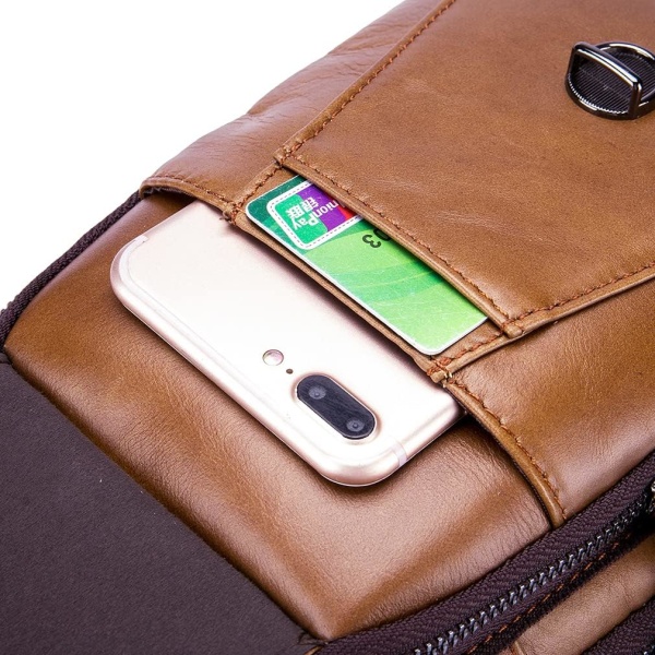 Axelremsväska i läder Crossbody Herr Dam Resor Utomhussporter, Ryggsäck