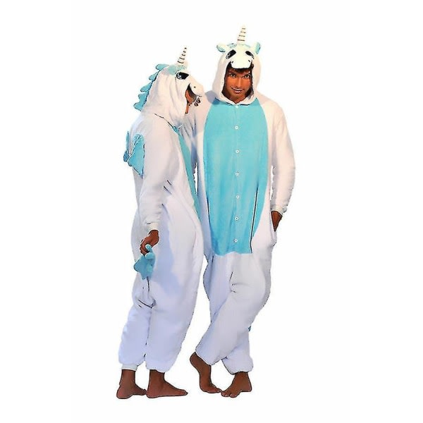 Unisex Jumpsuit Kigurumi Fancy Costume Huva Pyjamas Pyjamas_Unicorn Blue M(160CM-170CM)