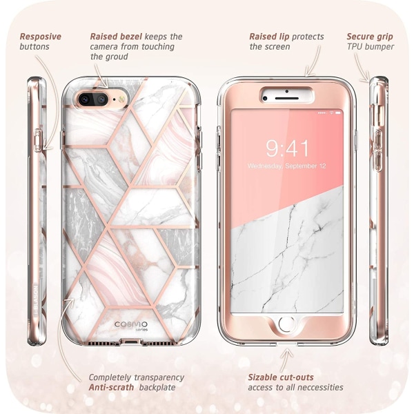 iPhone 8 Plus/iPhone 7 Plus Glitter Clear Bumper Case Marmor