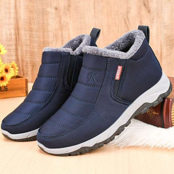 Män Komfort Slip On Casual Sko Anti-Slip Rund Toe Snow Boots Blå 42
