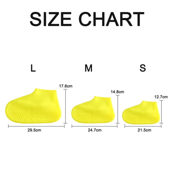 Regnskoöverdrag, återanvändbara vattentäta skoöverdrag i silikon, för skoskydd (gul, L)