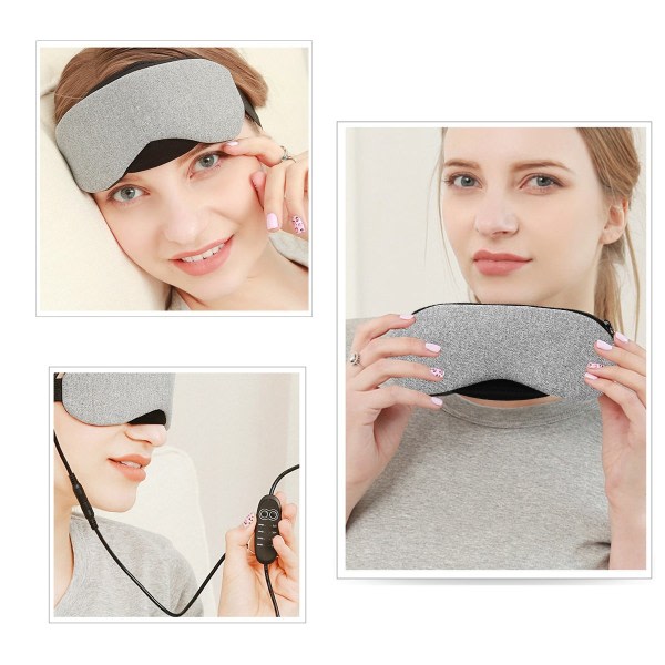 Uppvärmd ögonmask - Bomullsvärmande massage, justerbar temperatur