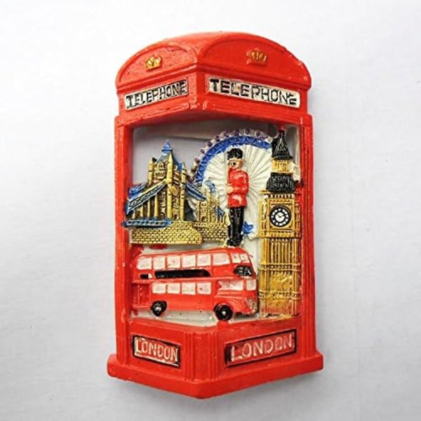 3D kylskåpsmagnet London England telefonbox stil resesoffa