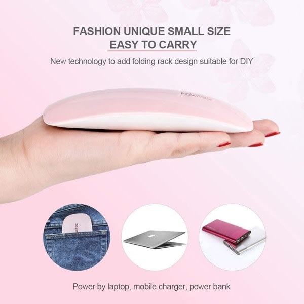 Mini UV LED nagellampa, bärbar nageltork för alla gelnagellack rosa
