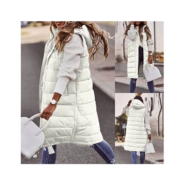 Kvinnors dunväst Vinter lång varm jacka med huva Quiltad kappa-Storlek Value XL