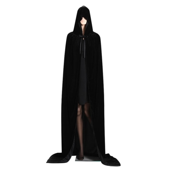 Medeltida Vampyr Sammet Hooded Kappa Lång Robe Witch Capes Hall White XL