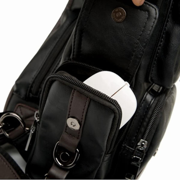 Läderryggsäck för män Kvinnor Utomhusresor Camping Fiske Vandring Crossbody Shoulder Chest Pack