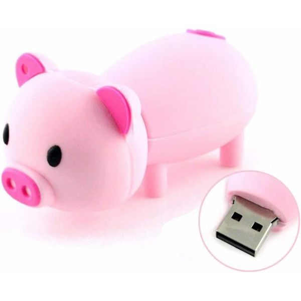 Nyhet Pink Piggy Shape Design 128GB USB 2.0 Memory Stick