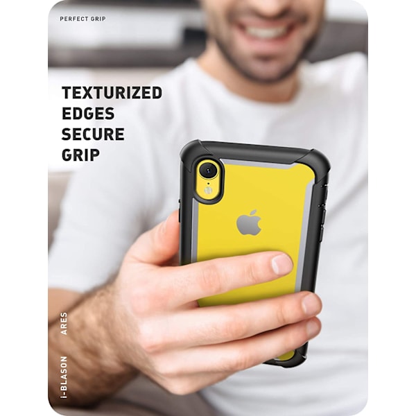 iPhone XR Rugged Clear Bumper Case Skärmskydd (svart)