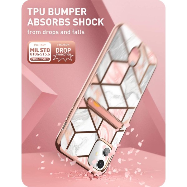 iPhone 12/12 Pr Slim Designer Wallet Case Marmor