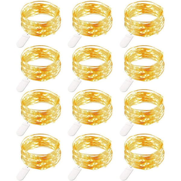 12 st, Fairy String Lights Dekor Camping Varmvit, 6,5 Ft/2M