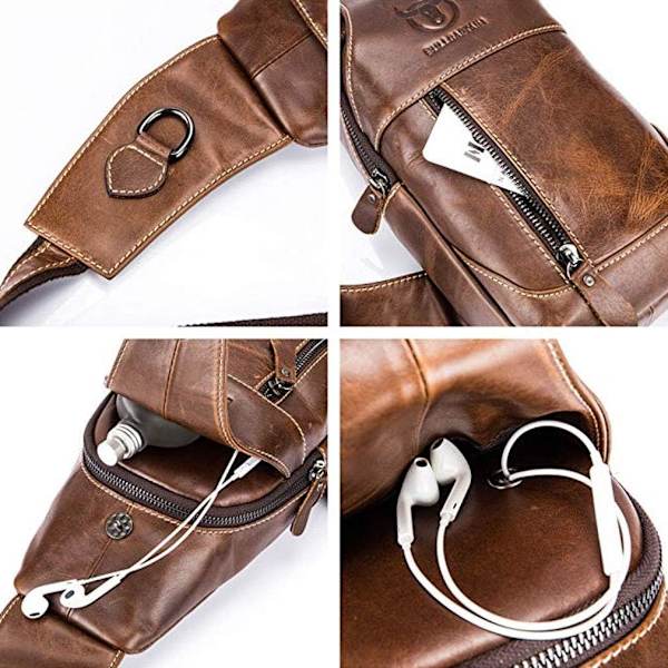 Axelremsväska i läder Crossbody-väska Herr Dam Resor Utomhussporter, Ryggsäckar