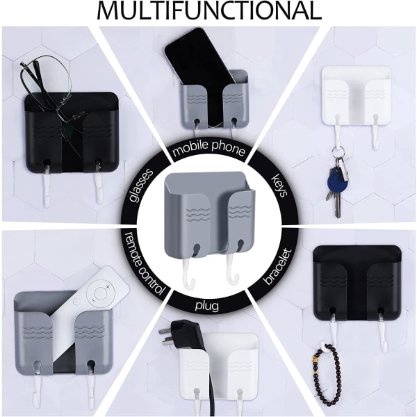 12st väggmonterad telefonhållare självhäftande (svart, vit, grå