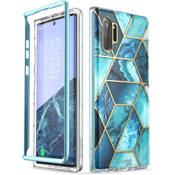 Galaxy Note 10 Case Bumper Marble Design Marinblå