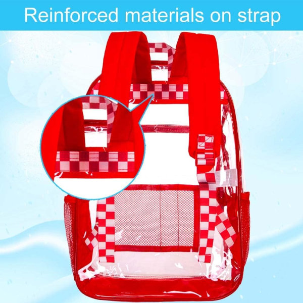 AGSDON genomskinlig ryggsäck, kraftig transparent bokväska, genomskinlig PVC-ryggsäckar för kvinnor män
