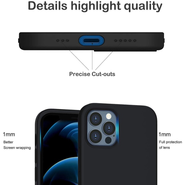 iPhone 12/12 Pro Silikonskydd Cover Midnight Black