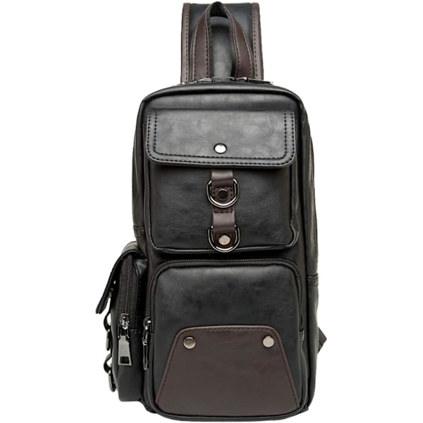 Läderryggsäck för män Kvinnor Utomhusresor Camping Fiske Vandring Crossbody Shoulder Chest Pack