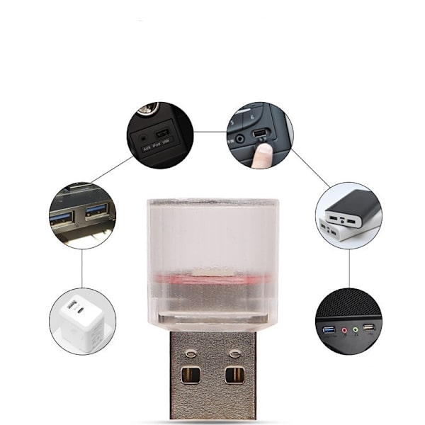 Bil Mini USB LED Ambient Light Dekorativa atmosfärslampor för interiörmiljö Light Plug Play