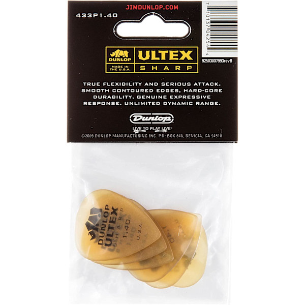 Rhino Horn Guitar Pick Standard Sharp, 1,4 mm, 6/Pack