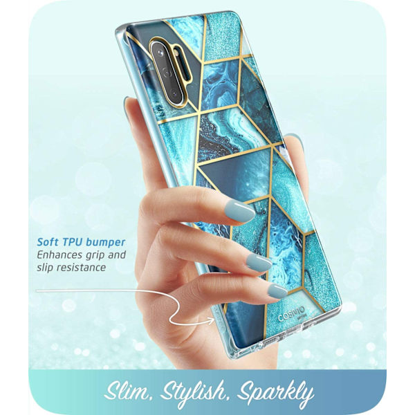Galaxy Note 10 Case Bumper Marble Design Marinblå