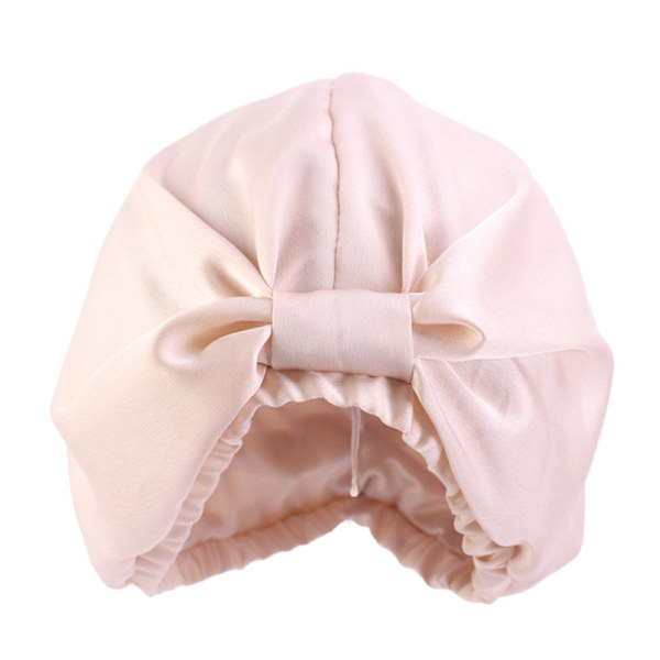 Simulerad silke dubbellagers cap pannband hårvård (beige)
