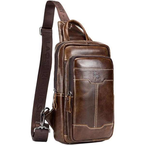 Axelremsväska i läder Crossbody Herr Dam Resor Utomhussporter, Ryggsäck