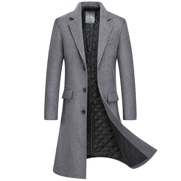 Business casual smal enkelknäppt lång kostymjacka enfärgad förtjockad foderkappa vinter L