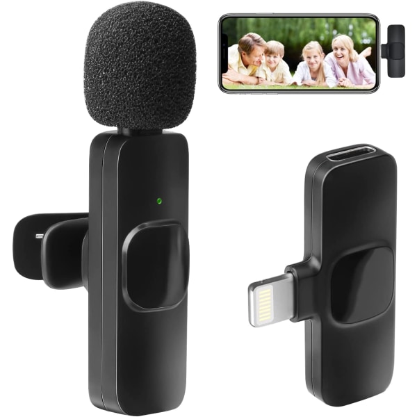 Trådlös Lavalier-mikrofon för iPhone iPad, BUILOG Plug-Play