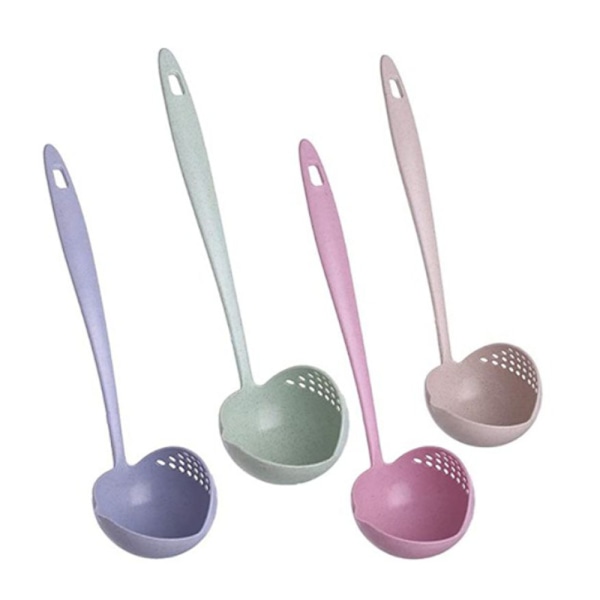 Vetehalmfiberskedar, lätta biologiskt nedbrytbara, okrossbara matlagningsskedar 2-i-1, 4-pack