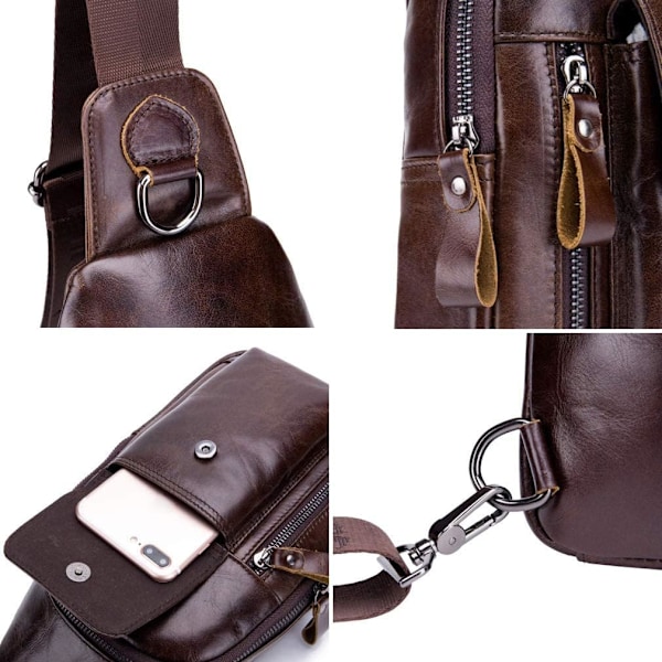 Axelremsväska i läder Crossbody Herr Dam Resor Utomhussporter, Ryggsäck