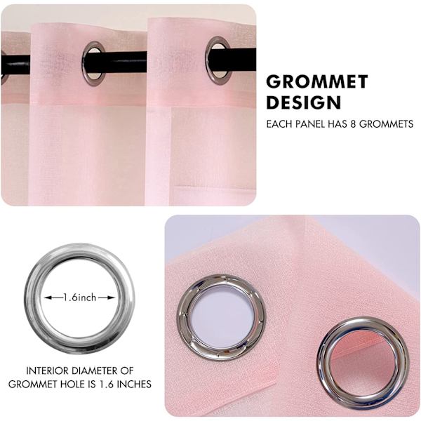 2 st. gardiner enfärgade (Rosa-100*250cm)
