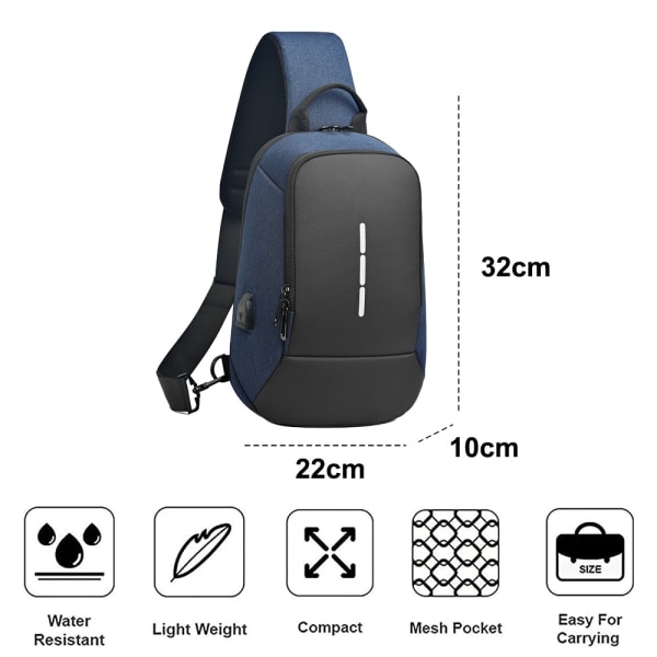 En-axel-väska crossbody-väska: en-axel-ryggsäck casual blå