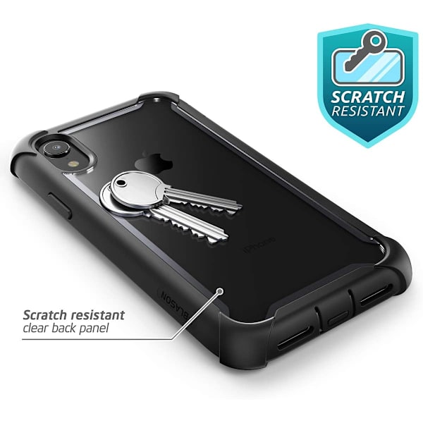 iPhone XR Rugged Clear Bumper Case Skärmskydd (svart)