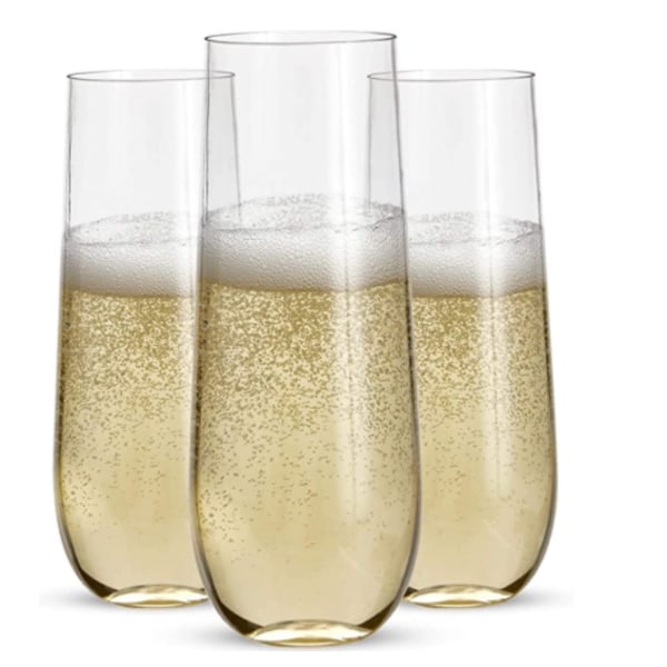 Champagneflöjter i plast utan stam, engångs | Återanvändbar, perfekt för bröllop eller fester