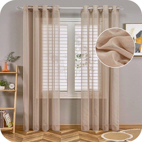 2 st. gardiner enfärgade (Curry-140*213cm)