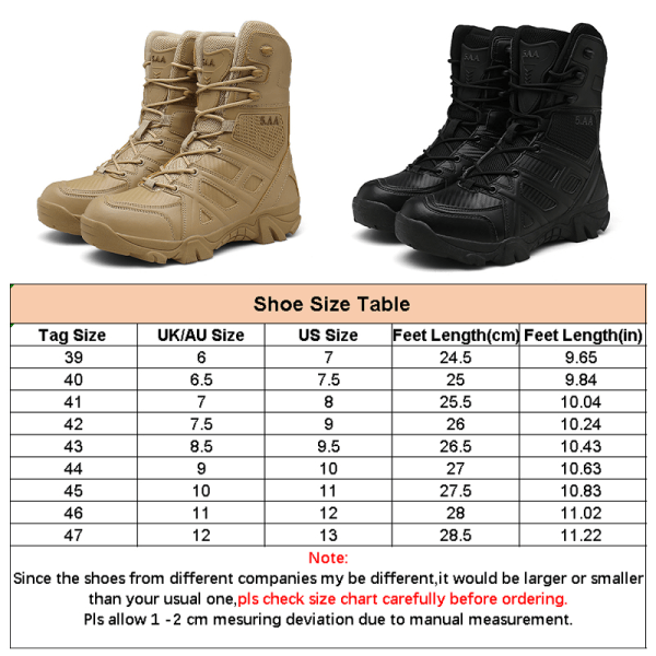 Herr Tactical High Top Combat Boot Rund Toe Outdoor Halkfri Brun 46