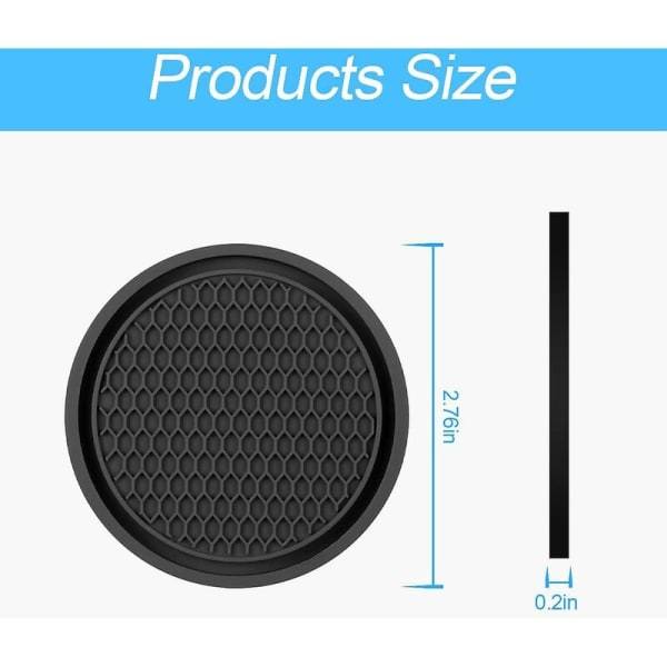 Set med 4 mugghållarmattor för bil, 7 cm diameter universal halkfria mattor, svarta biltillbehör