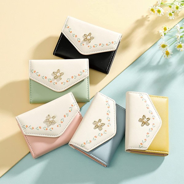 Damplånbok Söt Flower Trifold-plånbok (rosa)