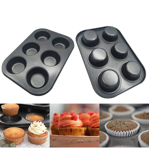 Form silikon, muffinsplåt för 6 muffins, för muffins, muffinsbakplåt - svart