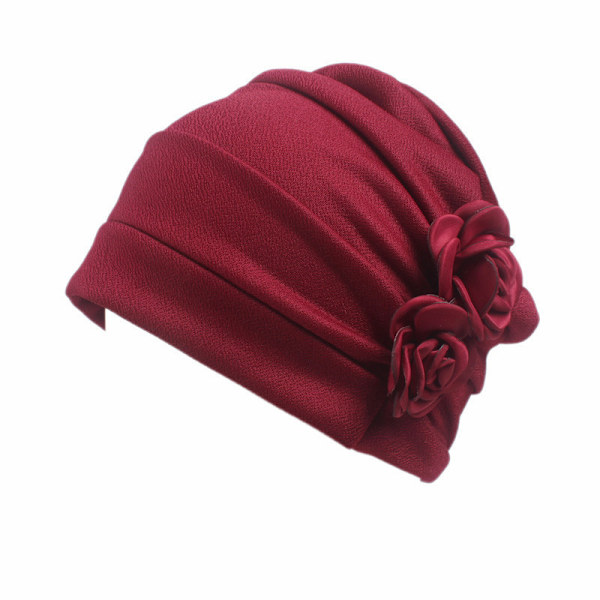 Blommönster Kemoterapi Håravfall Cap Damer (Burgogne)