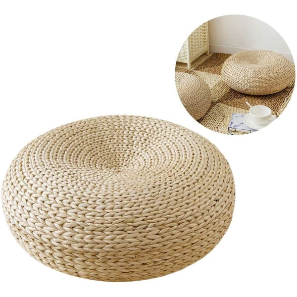 Coussin de sol rond respirant en paille tissée