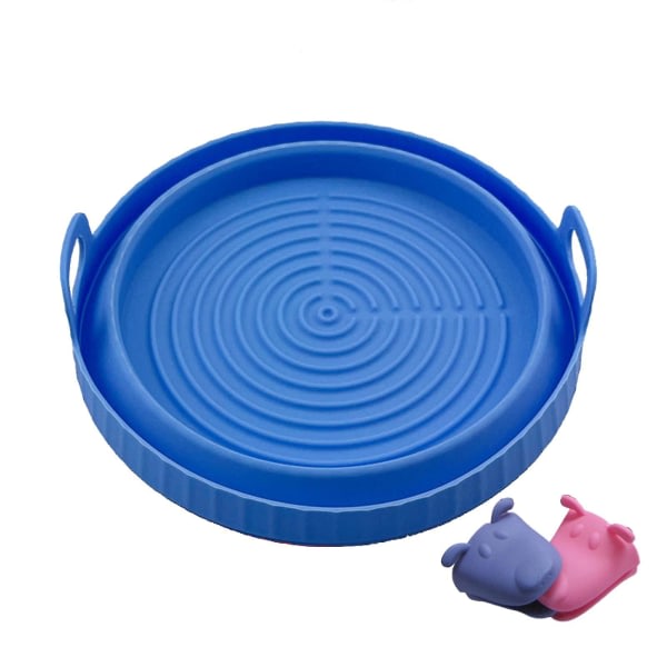Air Frying Pan Bakpanna Silica Gel Air Frying Pan Hopfällbar Rund Bakning Pa Blue