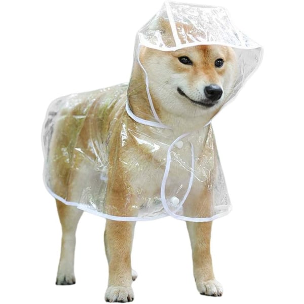 IC Regnrock för hund, vattentät regnkappa för husdjur med poncho, bärbar transparent regnkappa för hund (storlek: L)