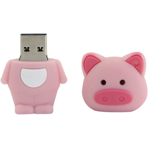 64GB USB2.0-enhet Söt rosa gris Djurmodell USB -blixt
