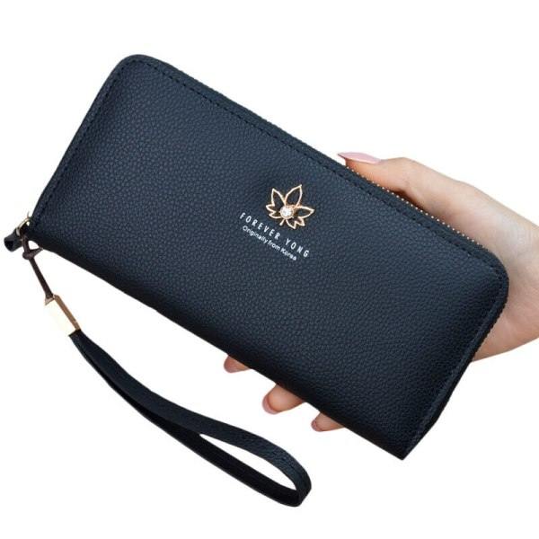 Kvinnors läderplånbok Kontanthållare Clutch Dragkedja Handväska Grön
