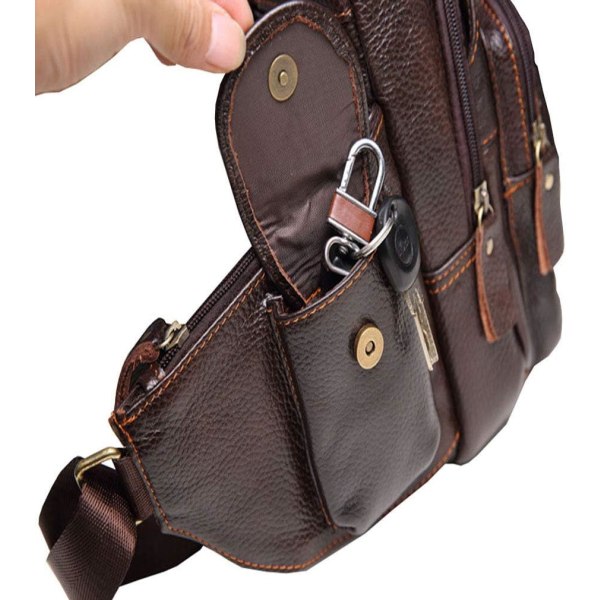 Axelremsväska i läder Crossbody Herr Dam Resor Utomhussporter, Ryggsäck