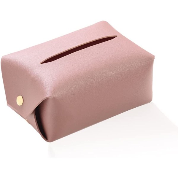 PU-läder rektangulär vävnadsboxhållare, 16cm×11cm×8cm, rosa