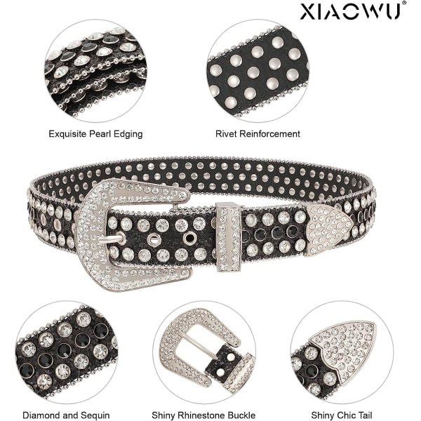 Dammode strass jeansbälte Glitter stud design 110cm